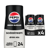 Sodastream Pepsi Zero Sugar Drink Mix 4 Pack 440ml