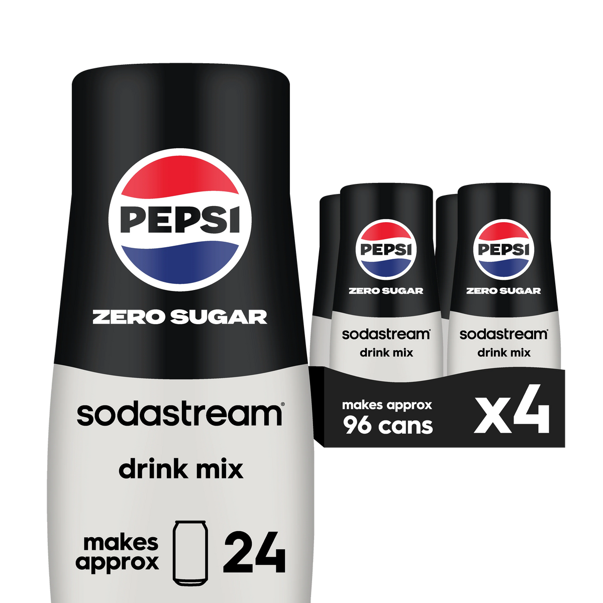 Sodastream Pepsi Zero Sugar Drink Mix 4 Pack 440ml