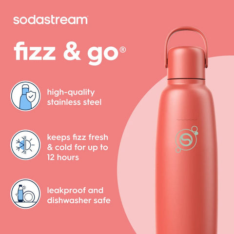Sodastream Fizz & Go™ Insulated Stainless Steel Carbonating Bottle Papaya 30.4 oz