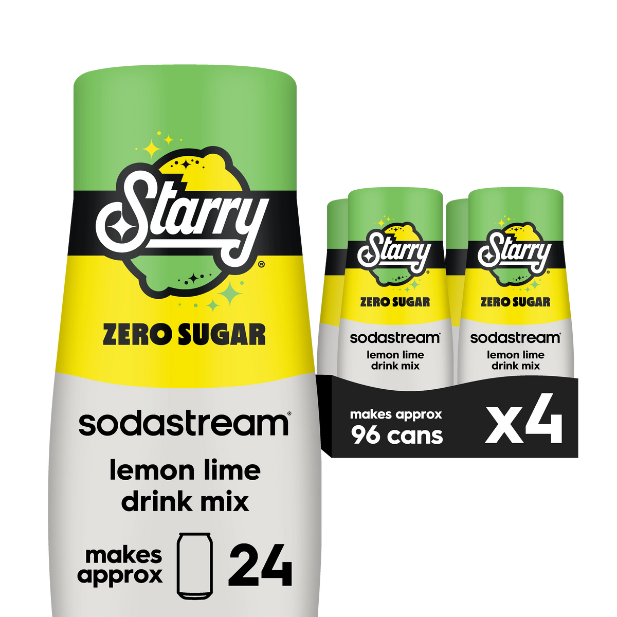 Sodastream STARRY® Lemon Lime Zero Sugar Drink Mix 4 Pack 440ml